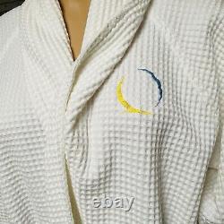 Rivolta Carmignani Bath Robe White Cotton Waffle Weave Spa Dressing Gown New
