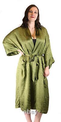 Robe Men's One Size Black 100% Silk Mulberry Kimono Bathrobe 48 Inches Long