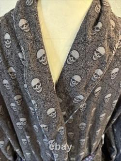 Robert Graham Mens S/M Gray Skeleton Robe Belted Bathrobe