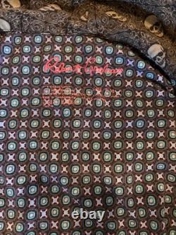 Robert Graham Mens S/M Gray Skeleton Robe Belted Bathrobe