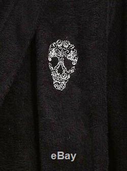 Robert Graham Skull Hooded Bathrobe Terry Cloth Black L/XL Men Women Unisex