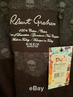 Robert Graham Skull Hooded Bathrobe Terry Cloth Black XL Men Women Unisex