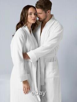 SEYANTE 100% Turkish Cotton Hooded Terry Bathrobe For Men Rice Weave Trim