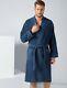 SEYANTE Men's 100% Turkish Cotton Luxury Terry Kimono Bathrobe Rice Weave Trim