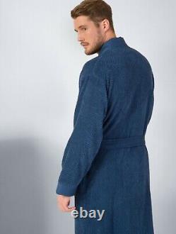 SEYANTE Men's 100% Turkish Cotton Luxury Terry Kimono Bathrobe Rice Weave Trim