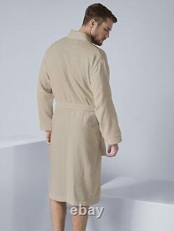SEYANTE Men's Luxury Kimono Terry Bathrobe Rice Weave Trim 100% Turkish Cotton
