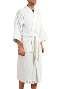 SFERRA Men's White 100% Cotton Belted Bathrobe ONE SIZE