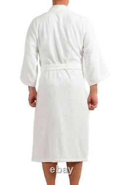 SFERRA Men's White 100% Cotton Belted Bathrobe ONE SIZE