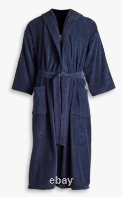 Shinola Hotel Detroit Adult Navy Cotton Bath Robe Dressing Gown One Size New