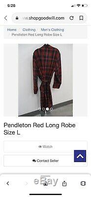 Sir Pendleton Mens sz Large Robe Red Plaid Worsted Pure Virgin Wool Bathrobe