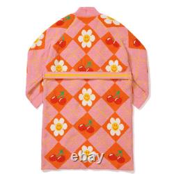 Sleep Warm Towel Robe Lounge Bathrobe Night Soft Cozy Gown Smile Cherry Argyle