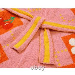 Sleep Warm Towel Robe Lounge Bathrobe Night Soft Cozy Gown Smile Cherry Argyle