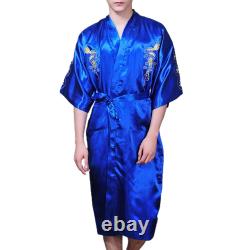 Sophisticated Satin Men's Dragon Kimono Bathrobe Pajamas Sleepwear Gown