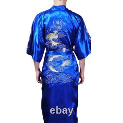 Sophisticated Satin Men's Dragon Kimono Bathrobe Pajamas Sleepwear Gown