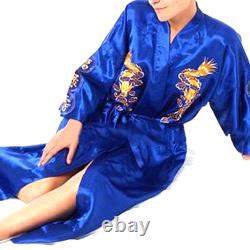 Sophisticated Satin Men's Dragon Kimono Bathrobe Pajamas Sleepwear Gown