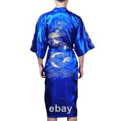 Sophisticated Satin Men's Dragon Kimono Bathrobe Pajamas Sleepwear Gown