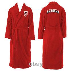 St George Illawarra Dragons NRL Mens Red Fleece Dressing Gown Bath Robe One Size