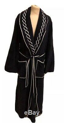 Stunning Navy Blue Italian Designer Pratesi Cotton Robe Bathrobe Size S With Box