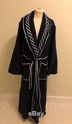 Stunning Navy Blue Italian Designer Pratesi Cotton Robe Bathrobe Size S With Box