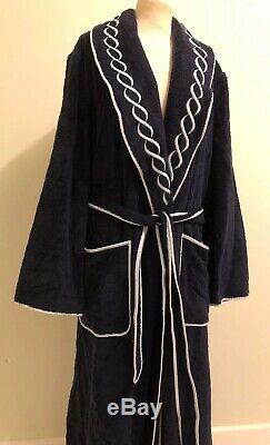 Stunning Navy Blue Italian Designer Pratesi Cotton Robe Bathrobe Size S With Box