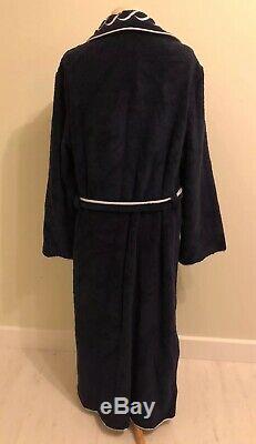 Stunning Navy Blue Italian Designer Pratesi Cotton Robe Bathrobe Size S With Box