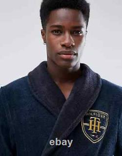 Stunning Tommy Hilfiger Towelling Bathrobe Crest Logo in Navy, perfect gift