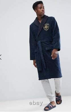 Stunning Tommy Hilfiger Towelling Bathrobe Crest Logo in Navy, perfect gift