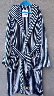 Stussy x Tekla Terry Hooded Bathrobe Black/Natural Stripes sz S
