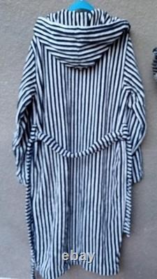 Stussy x Tekla Terry Hooded Bathrobe Black/Natural Stripes sz S