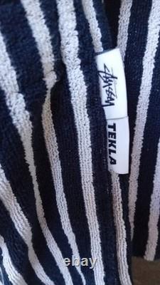 Stussy x Tekla Terry Hooded Bathrobe Black/Natural Stripes sz S