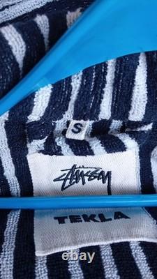 Stussy x Tekla Terry Hooded Bathrobe Black/Natural Stripes sz S