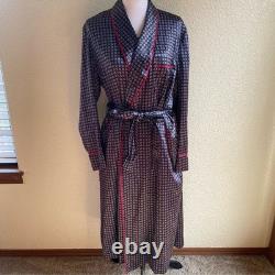 Sulka 100% Pure Silk Bath Robe Smoking Jacket Vintage One Size Unisex Blue Red