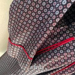 Sulka 100% Pure Silk Bath Robe Smoking Jacket Vintage One Size Unisex Blue Red