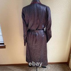 Sulka 100% Pure Silk Bath Robe Smoking Jacket Vintage One Size Unisex Blue Red