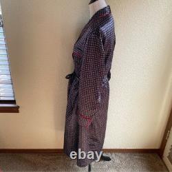 Sulka 100% Pure Silk Bath Robe Smoking Jacket Vintage One Size Unisex Blue Red