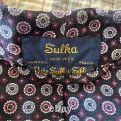 Sulka 100% Pure Silk Bath Robe Smoking Jacket Vintage One Size Unisex Blue Red