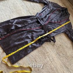 Sulka 100% Pure Silk Bath Robe Smoking Jacket Vintage One Size Unisex Blue Red