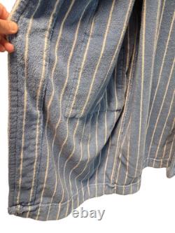 TEKLA Blue White Striped Organic Cotton Terry Bathrobe Made in Portugal M/L