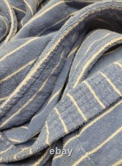 TEKLA Blue White Striped Organic Cotton Terry Bathrobe Made in Portugal M/L