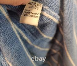 TEKLA Blue White Striped Organic Cotton Terry Bathrobe Made in Portugal M/L