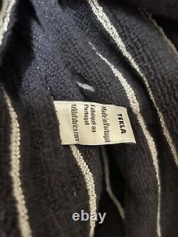 TEKLA Fabrics Unisex Organic Cotton Classic Bathrobe Black Striped Sz Small $200