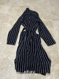 TEKLA Fabrics Unisex Organic Cotton Classic Bathrobe Black Striped Sz Small $200