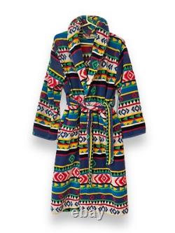 TJ Lawford Bathrobe Bold Southwestern Aztec Tribal Belted Pockets Vintage 90s L
