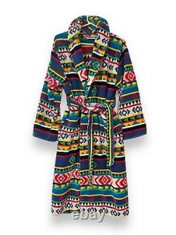 TJ Lawford Bathrobe Bold Southwestern Aztec Tribal Belted Pockets Vintage 90s L