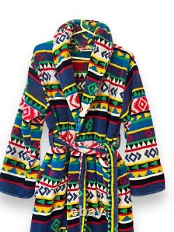 TJ Lawford Bathrobe Bold Southwestern Aztec Tribal Belted Pockets Vintage 90s L