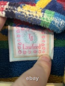 TJ Lawford Bathrobe Bold Southwestern Aztec Tribal Belted Pockets Vintage 90s L