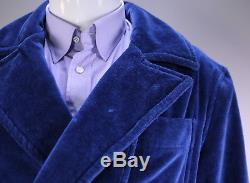TOM FORD Royal Blue Terry Cotton Belted Peak Lapel Bath Robe Large