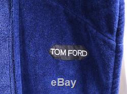 TOM FORD Royal Blue Terry Cotton Belted Peak Lapel Bath Robe Large