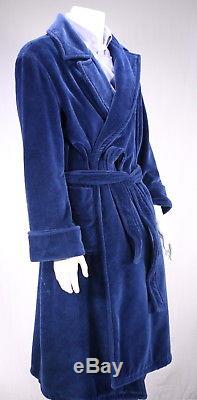 TOM FORD Royal Blue Velour Cotton Shawl Belted Bathrobe Robe Large