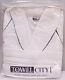 TOWEL CITY MENS WHITE With NAVY PIPING VELOUR TERRYCLOTH BATHROBE / ROBE S/M NEW